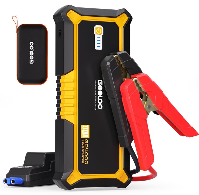 GOOLOO GP4000 Jump Starter 4000A Peak Car Starter (All Gas,up to 10.0L Diesel Engine) SuperSafe 12V Lithium Jump Box,Auto Battery Booster Pack,Portable Power Bank with USB Quick Charge and Type C Port