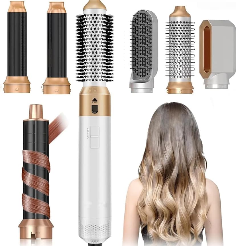 Hair Dryer Brush 5 in 1, Negative Ion Blow Dryer Brush Set - 110,000 RPM High-Speed Hot Air Brush Air Styler Curling Wrap Air Curler -Curling Iron Hair Styling Tool for Straight Curl Drying Smoothing