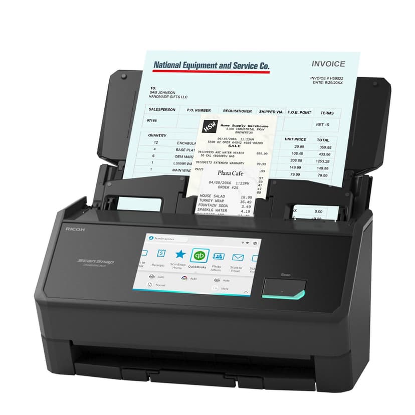 ScanSnap iX2500 Receipt Edition, Works with QuickBooks, Wireless or USB High-Speed Cloud Enabled Invoices & Receipts Scanner, 100 Page Auto Document Feeder for Mac or PC, Black