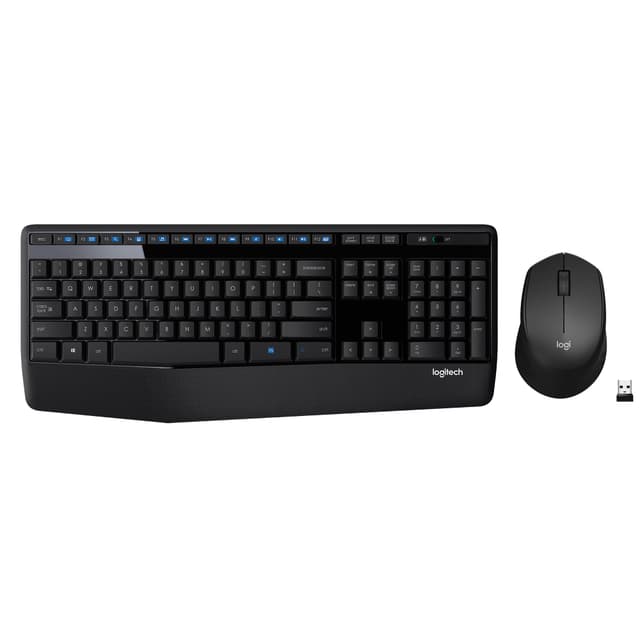 Logitech MK345 Wireless Keyboard and Mouse Combo with Palm Rest, 2.4 GHz USB Receiver, Compatible with PC, Laptop, Black