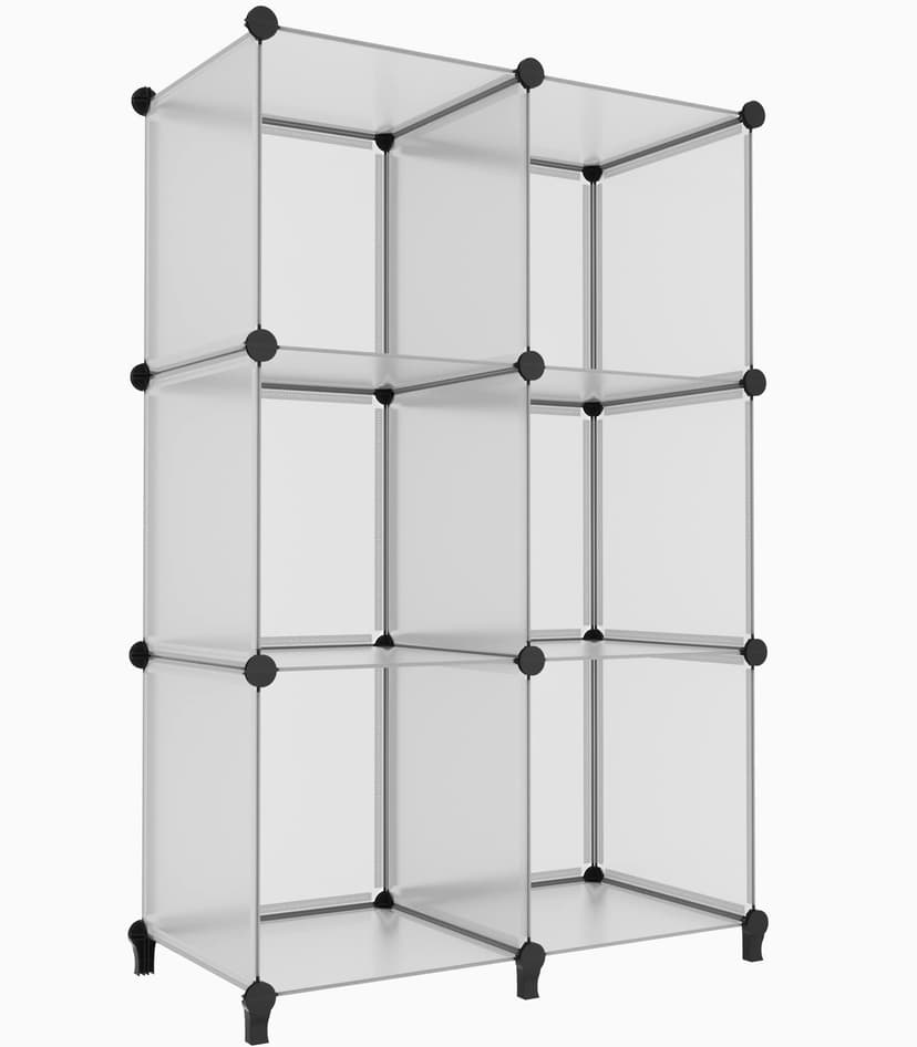 HOMIDEC 6 Light Grey Cube Storage Organizer, Modular Storage Shelf with Hammer, Cube Storage Bin Cabinet Closet Bookshelf for Living Room, Bedroom, Office, Each Cubes Size 11.8 x 11.8 inch