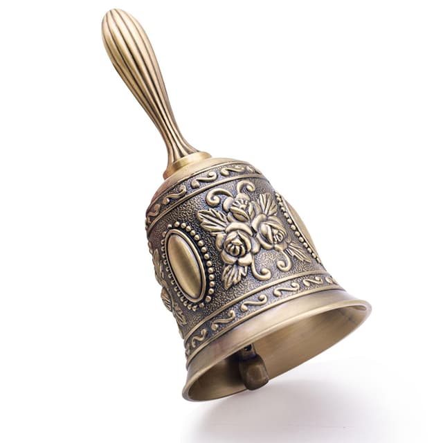 DomeStar Vintage Brass Hand Bell – Loud Call Bell for Bedside, Dinner, Wedding, Christmas & Holiday Party