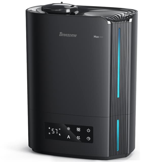 BREEZOME 6L Humidifiers for Bedroom Large Room & Essential Oil Diffuser, Ultrasonic Top Fill Cool Mist Humidifiers for Baby, Plants, Nursery Last up to 60 Hours, Smart Humidistat Control, Quiet, Black