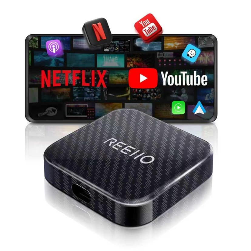 Wireless CarPlayBox with Netflix/YouTube/TF Card Convert Wired CarPlay to Wireless Adapter for 2017 and Above Original Wired CarPlay Car