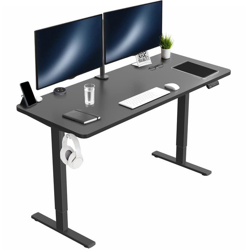 VIVO Electric 60 x 24 in Standing Desk, Memory Height Adjustment, 1B Series, Holds 220 lbs, One-Piece Black Top, Black Frame, DESK-KIT-1B6B