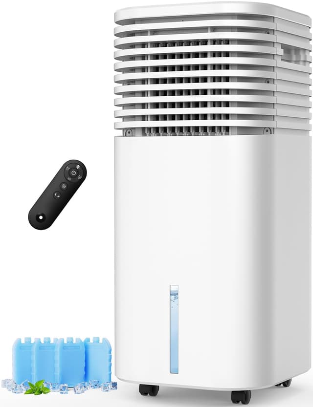 CENSTECH Windowless Portable Air Conditioners with 4Modes & 3Speeds, 15H Timer for Smart Auto-off, 2Gal Tank for 20H Cooling, Evaporative Air Cooler 17FT Remote, 120° Swing Swamp Cooler No Hose Needed