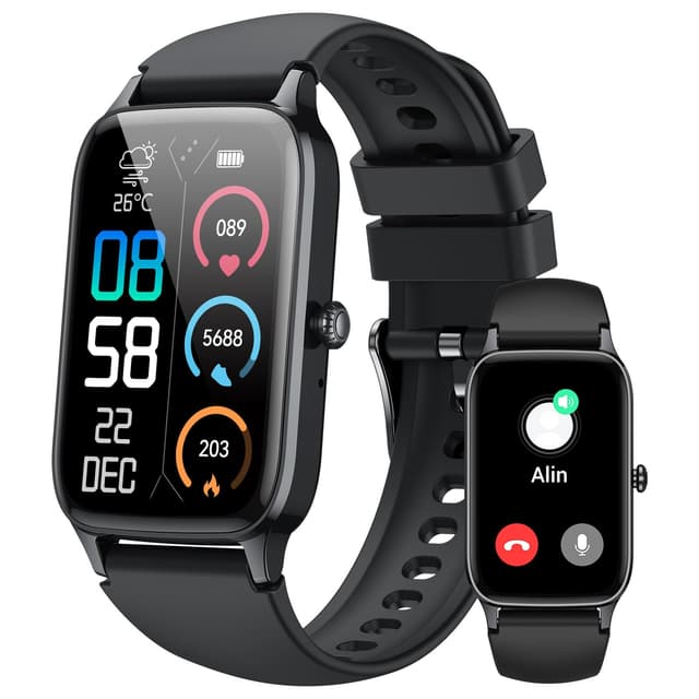 Smart Watch for Men Women, 1.57" Smartwatch (Answer/Make Call) , Fitness Tracker with 110+ Sport Modes, Heart Rate/Sleep Monitor, IP68 Waterproof, Bluetooth Calls, Smartwatches for Android iOS Black