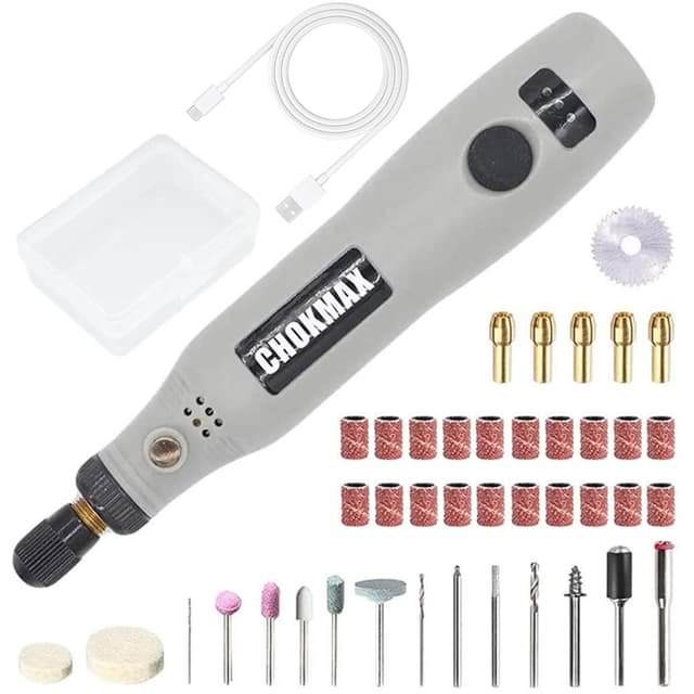 CHOKMAX Cordless Rotary Tool, 3.7V Li-ion Mini Rotary Multi-Tool Kit with Variable Speed, 42pcs Accessories Kit Electric Rotary DIY Grinder for Polishing, Cleaning and Engraving