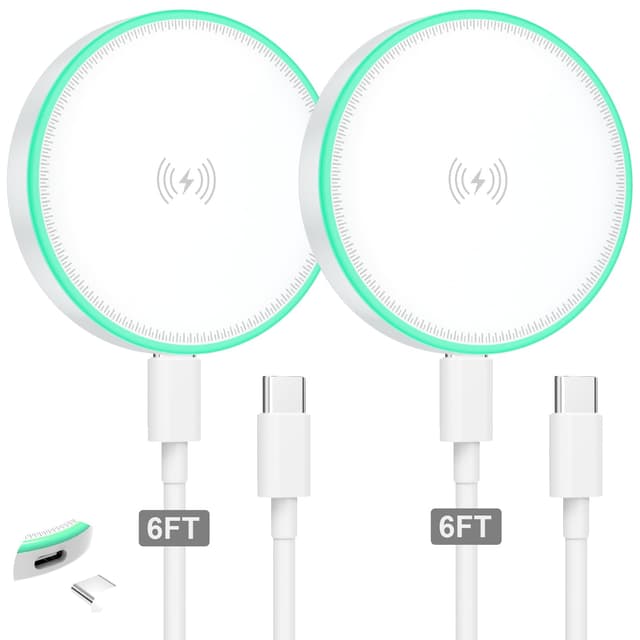 MagSafe Charger 2Pack 15W Magnetic Wireless Charger Fast Charging Pad with 6FT USB C to USB C Cable Compatible with iPhone 17/16/15/14/13/12 Series & AirPods 4/3/2/Pro | Strong Magnet Technology