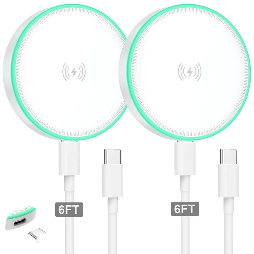 MagSafe Charger 2Pack 15W Magnetic Wireless Charger Fast Charging Pad with 6FT USB C to USB C Cable Compatible with iPhone 17/16/15/14/13/12 Series & AirPods 4/3/2/Pro | Strong Magnet Technology