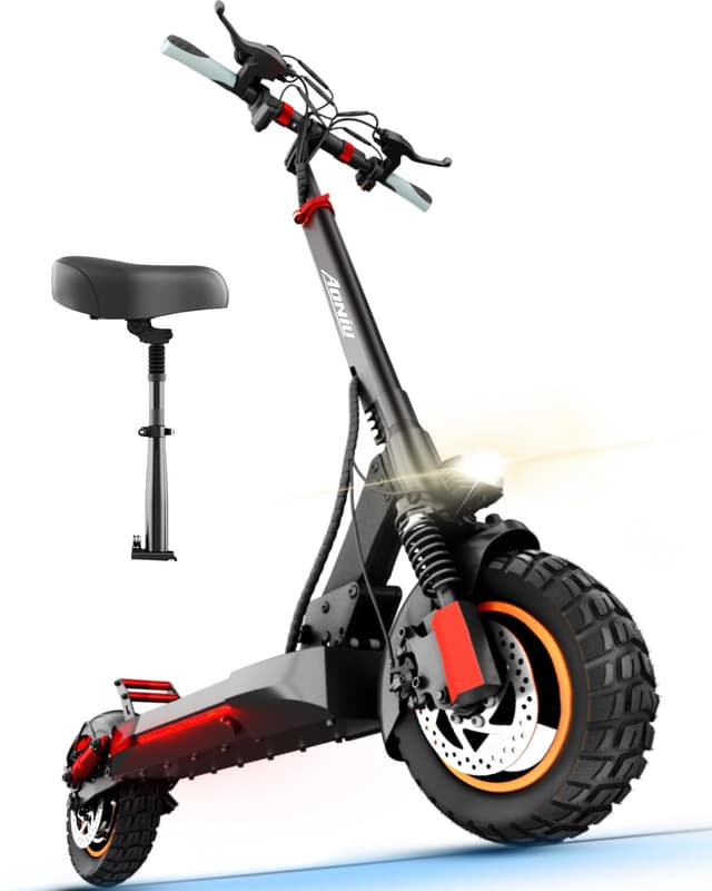 AONIU M4 Electric Scooter for Adults with seat 25-30 mph Fast Speed Heavy Duty 300+ lbs 10 inch Off Road Foldable e Scooter Mobility e Scooters for Girls Men Teens 31-37 Miles Long Range Bike