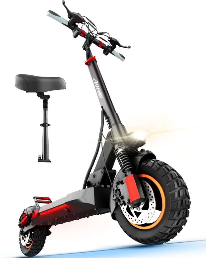 AONIU M4 Electric Scooter for Adults with seat 25-30 mph Fast Speed Heavy Duty 300+ lbs 10 inch Off Road Foldable e Scooter Mobility e Scooters for Girls Men Teens 31-37 Miles Long Range Bike