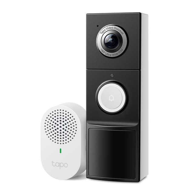 Tapo 2K+ Wired or Battery Powered Smart Video Doorbell with Chime - 180° Field of View, Person/Vehicle/Package Detection, Ring Call, 2-Way Audio, Subscription-Free Local Storage or Optional Cloud,D225