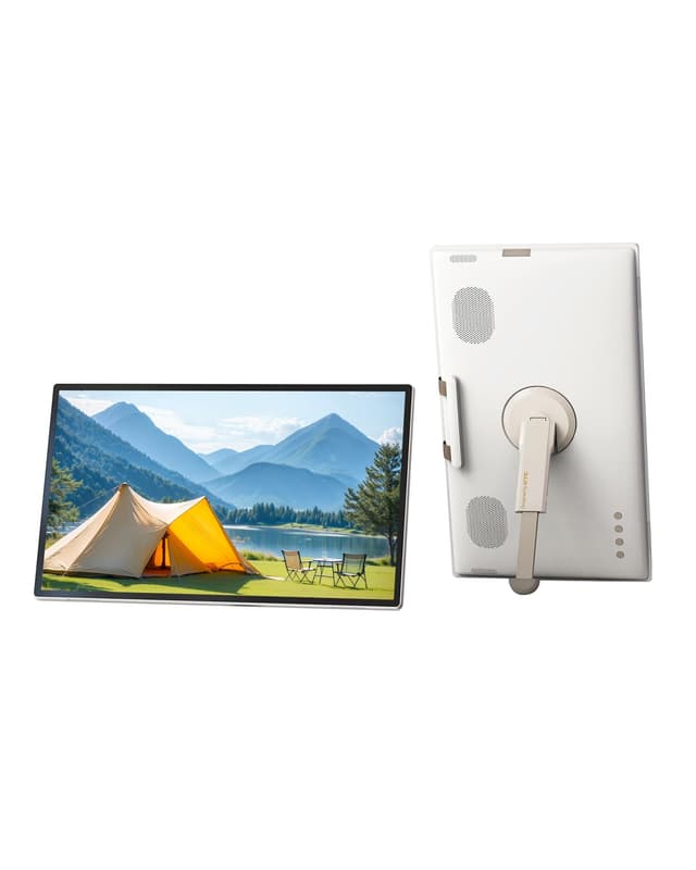 KTC 25 Inch Portable TV - Smart Touch Screen with Google Play, Android 14, Qualcomm 8G RAM+128G Storage, 1080P Smart Handy TV with 8MP Camera and Battery, Touchscreen Monitor for Camping, Bathroom