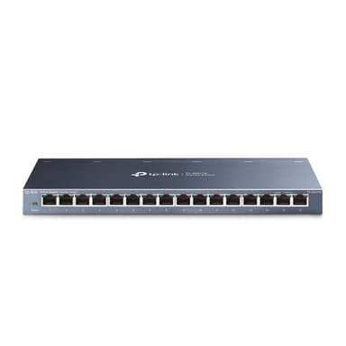 TP-Link 16 Port Gigabit Ethernet Network Switch, Desktop/ Wall-Mount, Fanless, Sturdy Metal w/ Shielded Ports, Traffic Optimization, Unmanaged (TL-SG116)