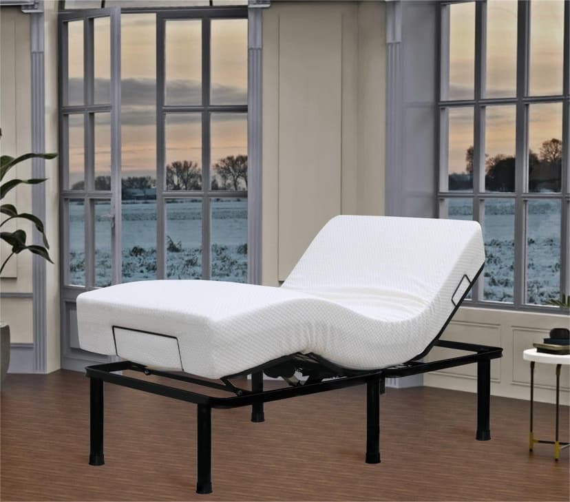 MICOUD Adjustable Bed Frame Full Metal Frame Bears 705 lbs Head and Legs Can Lift Independently, Zero Gravity Prevents Snoring and Acid Reflux Black Quick Installation Twin XL (Twin XL)