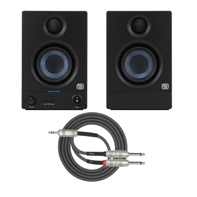 PreSonus Eris 3.5 3.5-Inch Low-Frequency Studio Monitor (PAIR) with Breakout Cable Bundle
