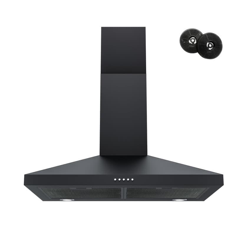 FIREGAS Black Range Hood 30 Inch, Wall Mount Kitchen Hood Ducted/Ductless Convertible, 450 CFM, 3-Speed Exhaust Fan, Stainless Steel Stove Vent for Kitchen with LED Lights, Charcoal Filters