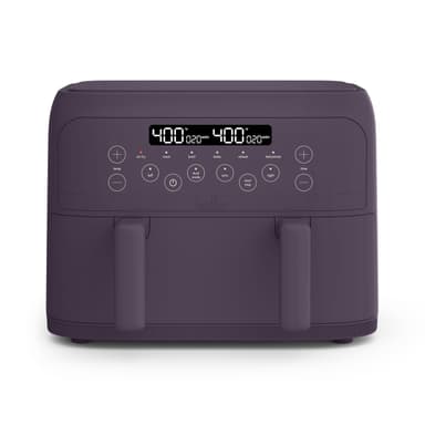bella 4 Qt TriZone Air Fryer, EverGood™ Ceramic Nonstick Coating, Dual Basket Design w Removable Divider, Digital Touchscreen Control w 6 Preset Cooking Options, 1200 Watt, 3lb Capacity, Plum
