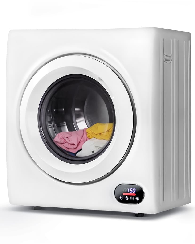 Feelfunn 2.65 Cu.Ft Portable Clothes Dryer - 1400W Clothes Dryer with Stainless Steel Tub, Front Load Tumble, LCD Touch Panel - Compact Drying Unit for Laundry, Apartments, Dorms