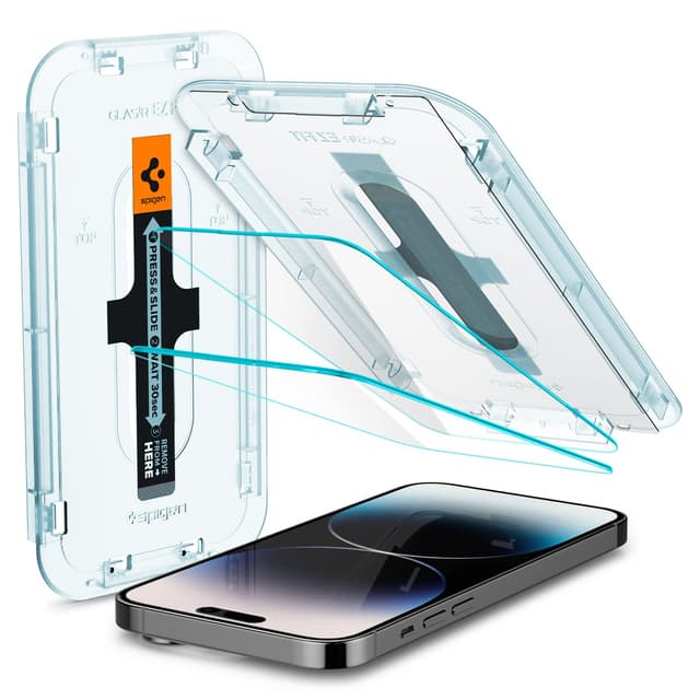 Spigen Tempered Glass Screen Protector [GlasTR EZ FIT] designed for iPhone 14 Pro [Case Friendly] - Sensor Protection / 2 Pack