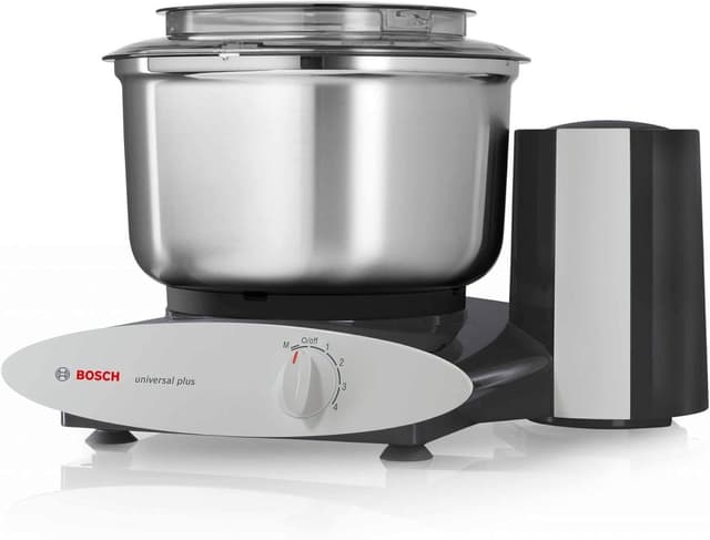 Bosch Universal Plus Stand Mixer with Stainless Steel Bowl with NutriMill Dough Hook Extender Bundle- Black 500 Watt