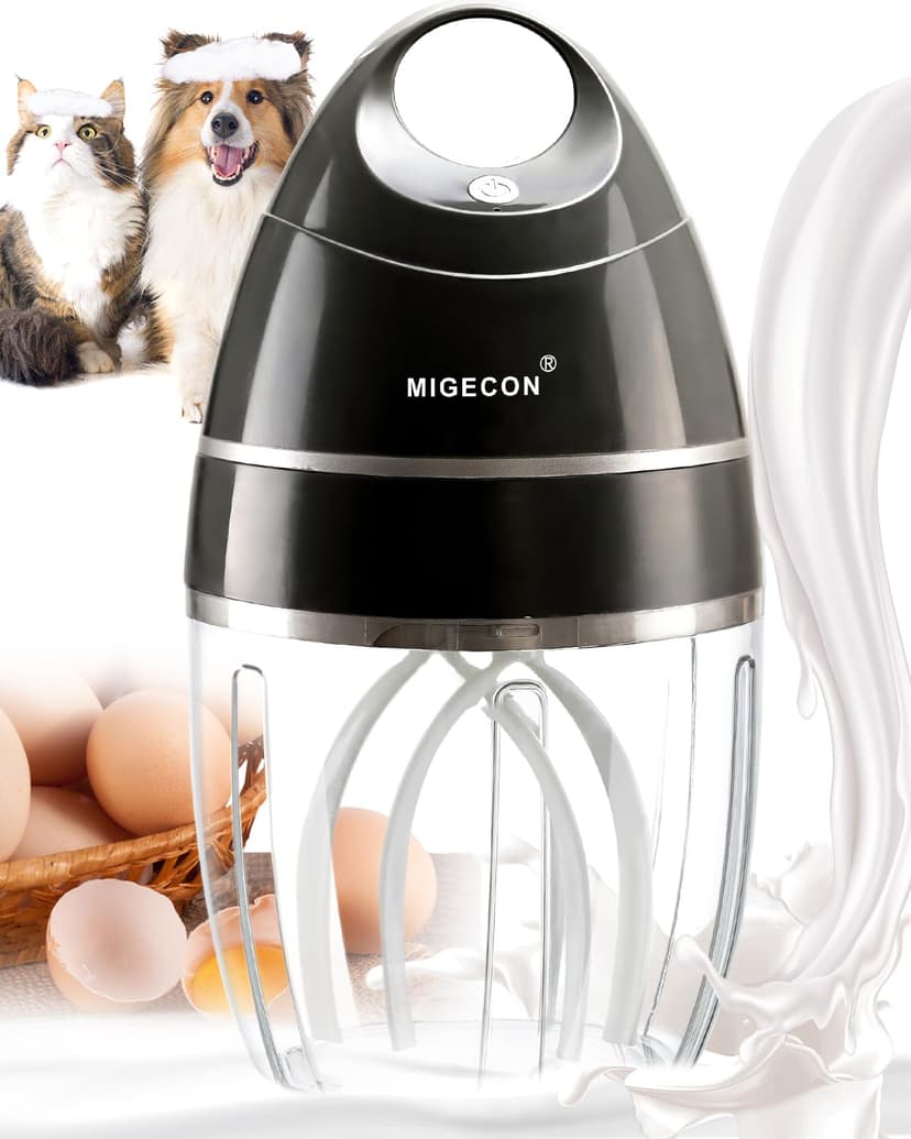 MIGECON Stand Mixer Electric Kitchen Mixer, Electric Egg Beater, Shampoo & dogs Body Wash Foam Whipper, One-touch operation to prevent spills (Dark Grey)