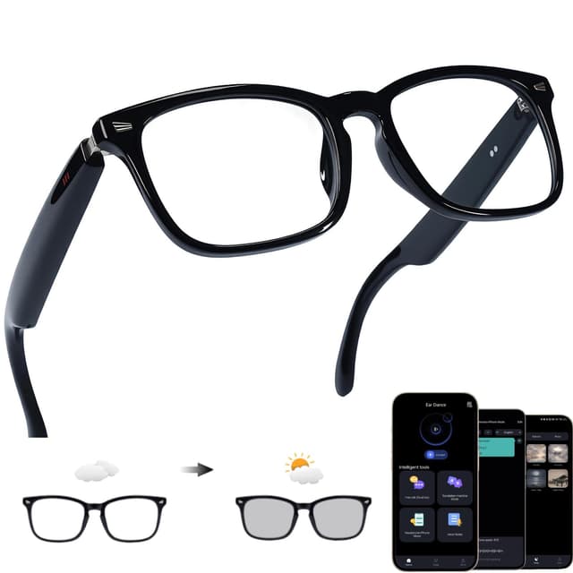 Giinova Ai Smart Glasses Bluetooth 5.4 with Translation for Men Women 160+Languages Color-Change Lens Power by Chat GPT Assistant Free App Translator Glasses Meeting,Driver,Travel