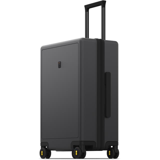 LEVEL8 Checked Luggage, Large Suitcase, Lightweight Luminous Textured Tsa Approved Medium Hardside Luggages with 8 Spinner Wheels, 24 Inch, Dark Grey