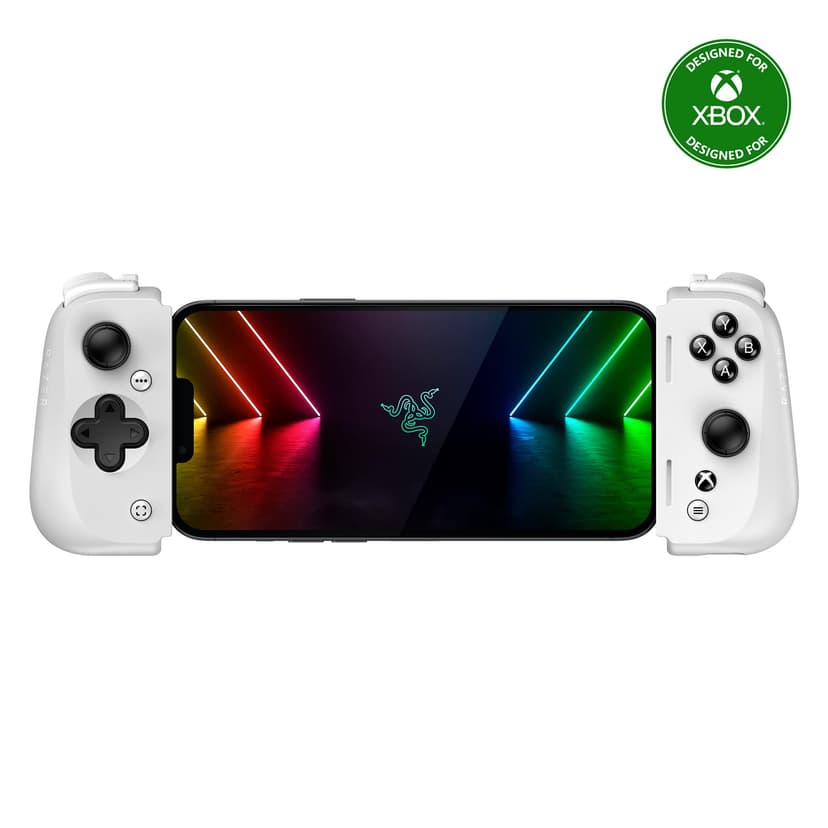 Razer Kishi V2 Mobile Gaming Controller for iPhone (Lightning) Xbox Edition: Console Quality Controls - Universal Fit - Stream PC & Xbox Games - Free Nexus App - White