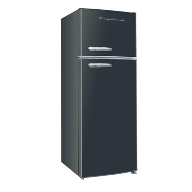 Frigidaire EFR753 Retro Apartment Size Refrigerator with Top Freezer - 2 Door Fridge with 7.5 Cu Ft of Storage Capacity, Adjustable Spill-Proof Shelves, Door & Crisper Bins, Black