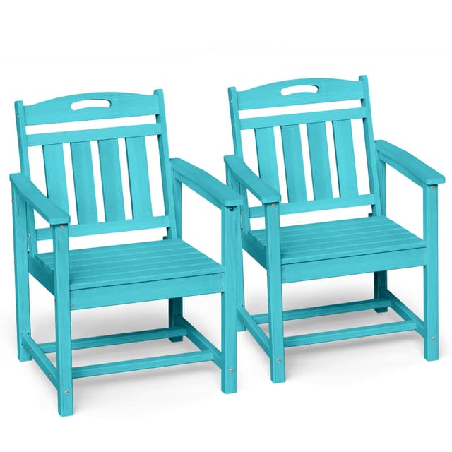 Ciokea HDPE Outdoor Patio Dining Chairs Set of 2, All-Weather Porch Chair with Wide Seat, Durable Outdoor Furniture for Backyard, Garden, Lawn & Poolside, Lake Blue