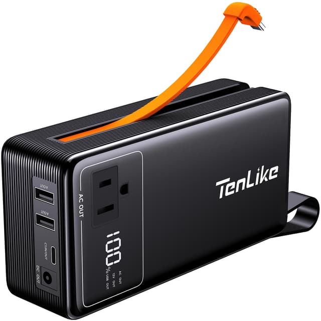 Portable Power Station with AC Outlet Power Bank for Camping Essentials Small Electric Mini Generator Large Lithium Battery Plug in Output 60W Type-C Laptop Home Backup Outdoor Emergency 99.9Wh, Black