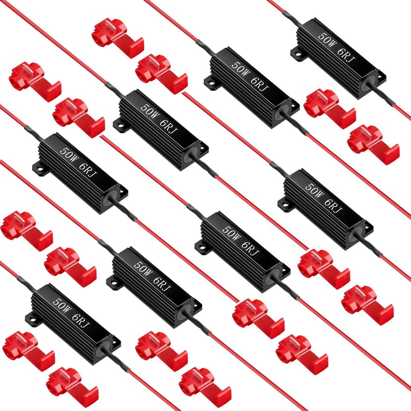 8pcs 50w 6ohm Load Resistors Led Turn Signals - Resistors For Led Lights Kit, Led Load Resistor Fix Led Turn Signal Blinker/Error Code,Urable Heat-Resistant Design (Gets Hot During Use) -Black