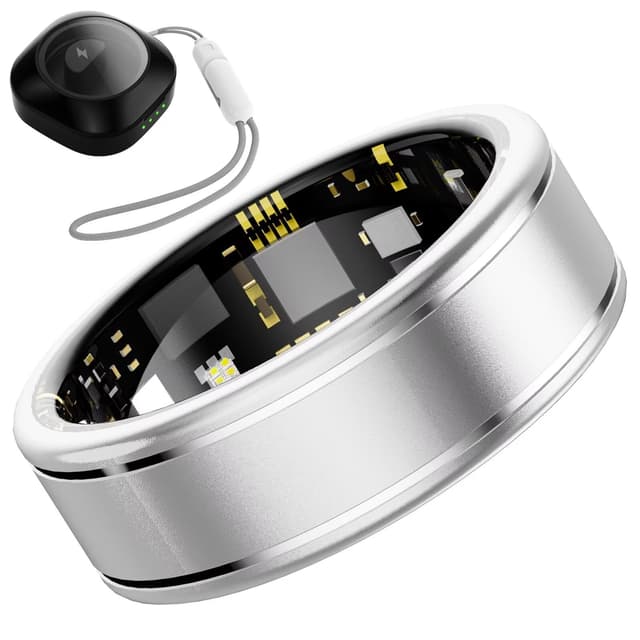 Anarow Smart Ring for Women Men – Activity Tracker Ring with Heart Rate, SpO2, Blood Pressure, Sleep Monitoring, Step & Calorie Counter, 5ATM Waterproof, No Subscription Fee (Silver, 10)