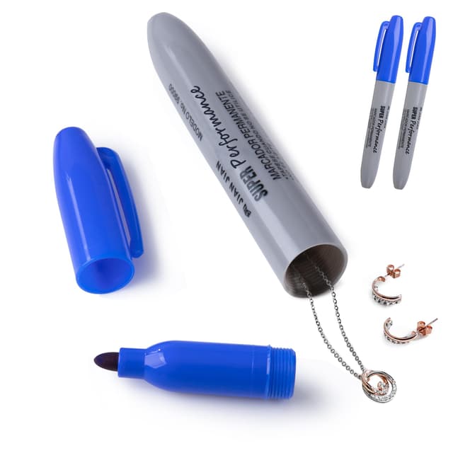 BarGifts Fake Pen Diversion Safe- Hidden Secret Compartment Safe, Realistic Marker Pen Hide Small Items Keep Your Valuables Secretly, Blue-2Pcs