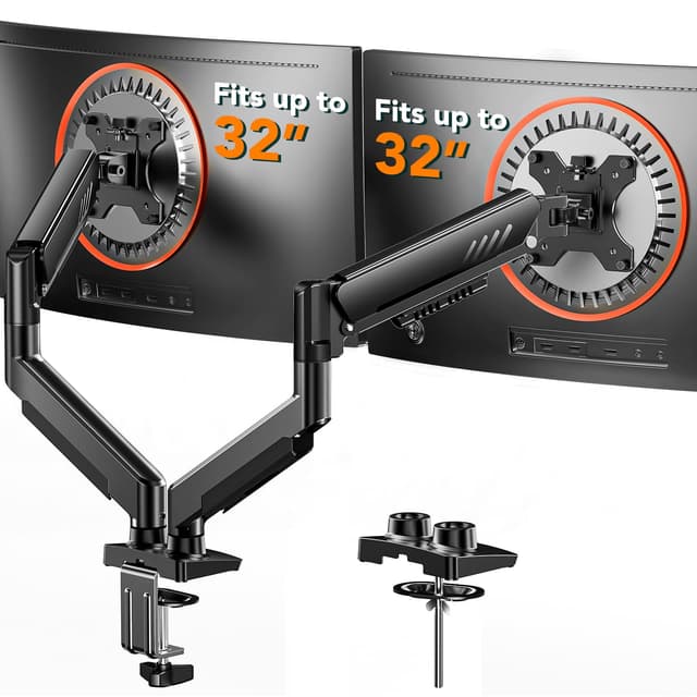 ErGear Dual Monitor Arm, Full Adjustable Monitor Mount for 13–32″ Screens, Fast Install Computer Monitor Stand with Tool-Free VESA Mount, Max Load 19.8 lbs, Max VESA 100x100mm