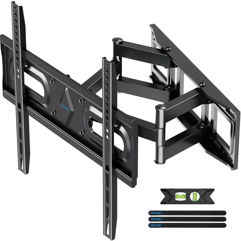 USX STAR UL Listed Full Motion TV Wall Mount Bracket for Most 32-70 inch TVs, Swivel Extend Tilting TV Mount, Max VESA 400x400mm, Holds up to 110 lbs & 16" Wood Studs with Hole Drilling Template