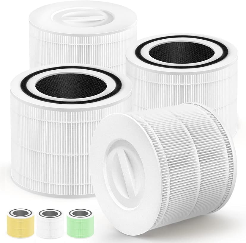 Core 300 Replacement Filter Compatible with LEVOIT Core 300, 300S, P350 VortexAir, Core 300S Filter with 3-in-1 H13 True HEPA, 4-Pack Core 300-RF Filters,White