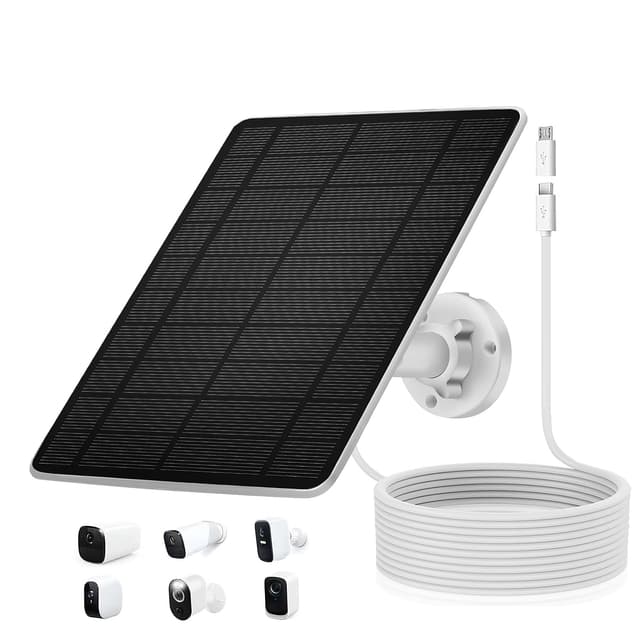 5W Solar Panel for Camera Type C and USB Port，Compatible with Spotlight Cam/Pro/Plus Battery,IP66 Waterproof, 13ft Cable White