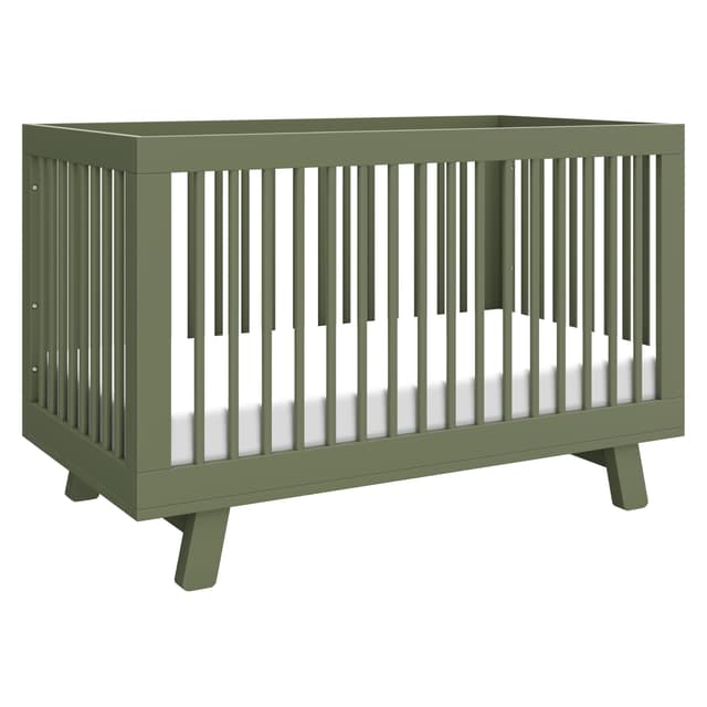 Babyletto Hudson 3-in-1 Baby Crib Convertible to Toddler Bed & Daybed - GREENGUARD Gold Certified - 4 Adjustable Heights - Made of 100% Solid Wood - Includes Toddler Conversion Kit - Olive Green