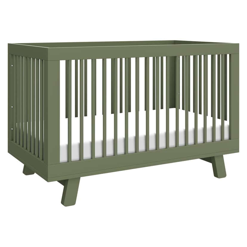 Babyletto Hudson 3-in-1 Baby Crib Convertible to Toddler Bed & Daybed - GREENGUARD Gold Certified - 4 Adjustable Heights - Made of 100% Solid Wood - Includes Toddler Conversion Kit - Olive Green