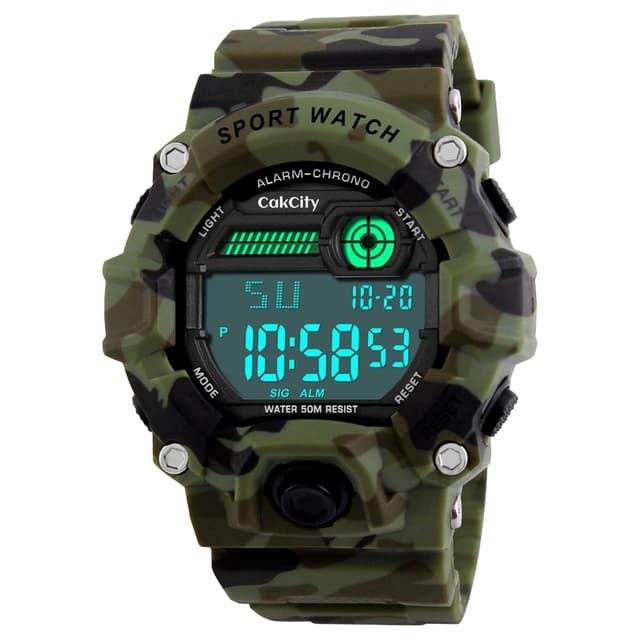 CakCity Boys Camouflage LED Sport Watch,Waterproof Digital Electronic Casual Military Wrist Kids Sports Watch with Silicone Band Luminous Alarm Stopwatch Watches