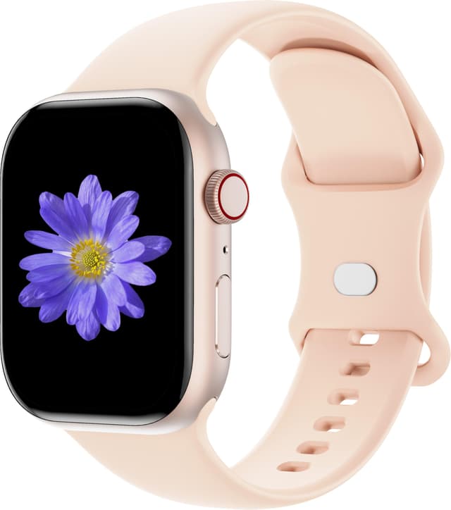 Cindgress Sport Band Compatible with Apple Watch 46mm 45mm 44mm 49mm for Women Men, Soft Silicone Strap for iWatch Wristband Series Ultra SE 11 10 9 8 7 6 5 4 3 2 1 M/L Pink Sand