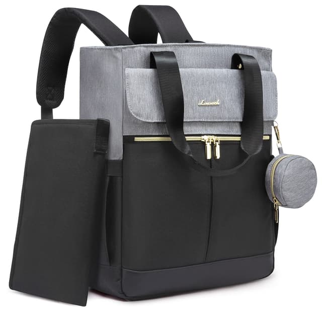 LOVEVOOK Diaper Bag Backpack,Diaper Bag Tote with Insulated Pockets,Baby Bag for Girl Boy with Changing Pad,Large Baby Diaper Bag with Pacifier Case,Anti-Theft Travel Backpack for Women,Black-Gray