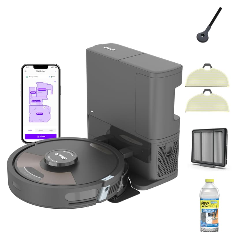 Shark Plus 2in1 Robot Vacuum & Mop with Sonic Mopping, Home Mapping, HEPA Bagless Self Empty Base, CleanEdge, for Pet Hair, WiFi, Black/Mocha, AV2630WA, for Carpets & Hardfloors