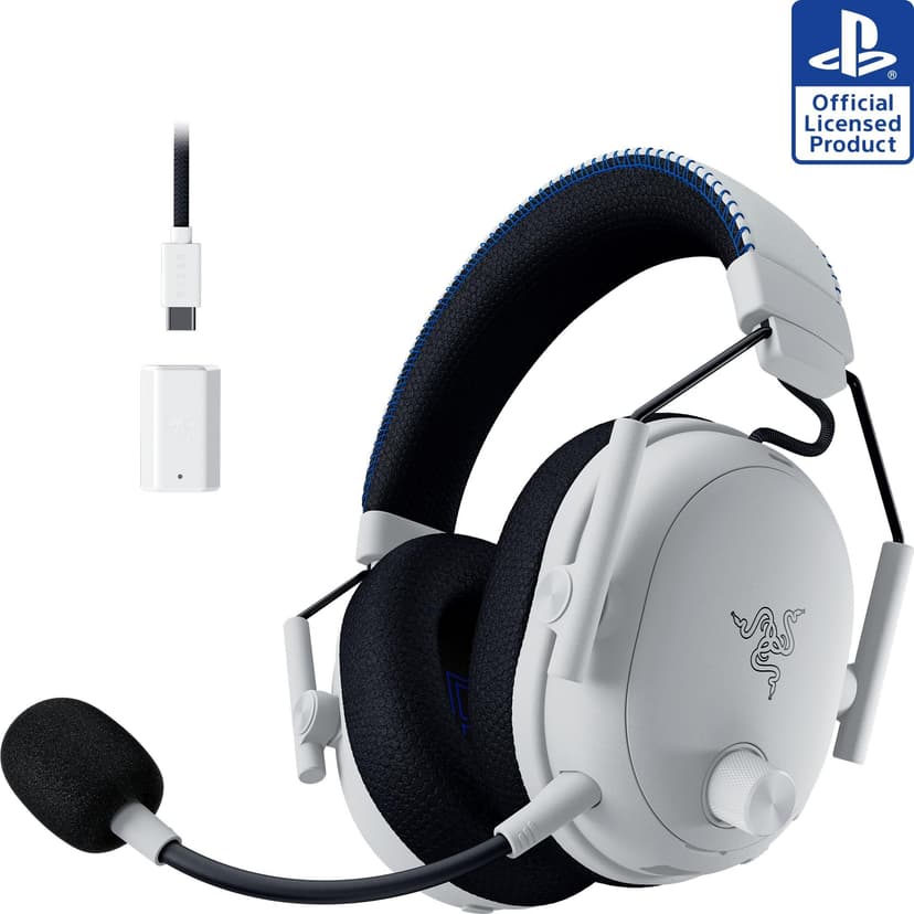 Razer BlackShark V3 Pro Wireless ANC Gaming Headset for PS5: Full Band Mic - 50mm Drivers - 2.4 GHz, Bluetooth, 3.5mm - Works with PC, Mac, Nintendo Switch, Smartphone - Long Battery Life - White
