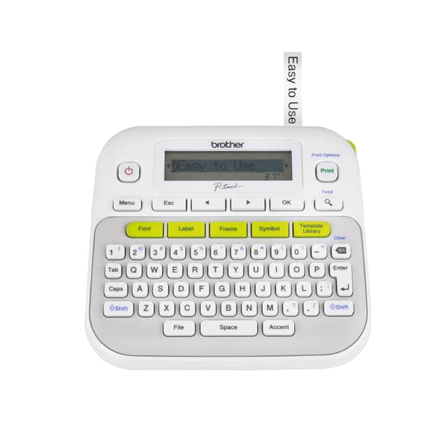 Brother P-touch, PTD210, Easy-to-Use Monochrome Label Maker, One-Touch Keys, Multiple Font Styles, 27 User-Friendly Templates, White
