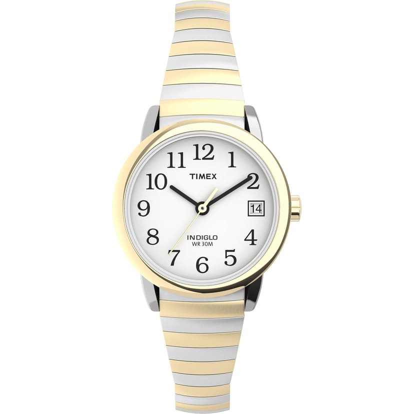 Timex Women's Easy Reader 25mm Watch – Two-Tone Case White Dial with Tapered Expansion Band