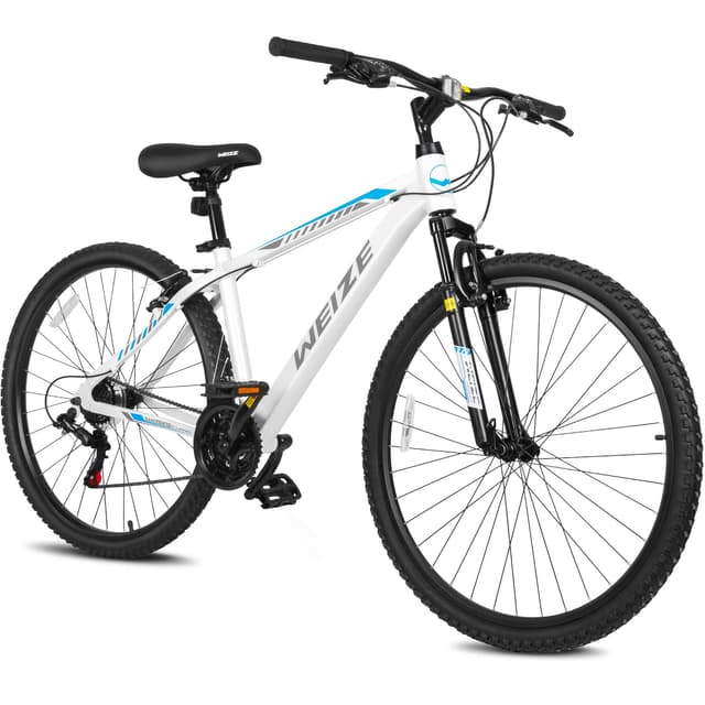 WEIZE Hardtail Mountain Bike, 29 Inch Wheels Outdoor Cycling Bike, 21-Speed Trigger Shifter, Aluminum Frame for Women and Men, Comfort Saddle, MTB Bicycle with Suspension Fork, White